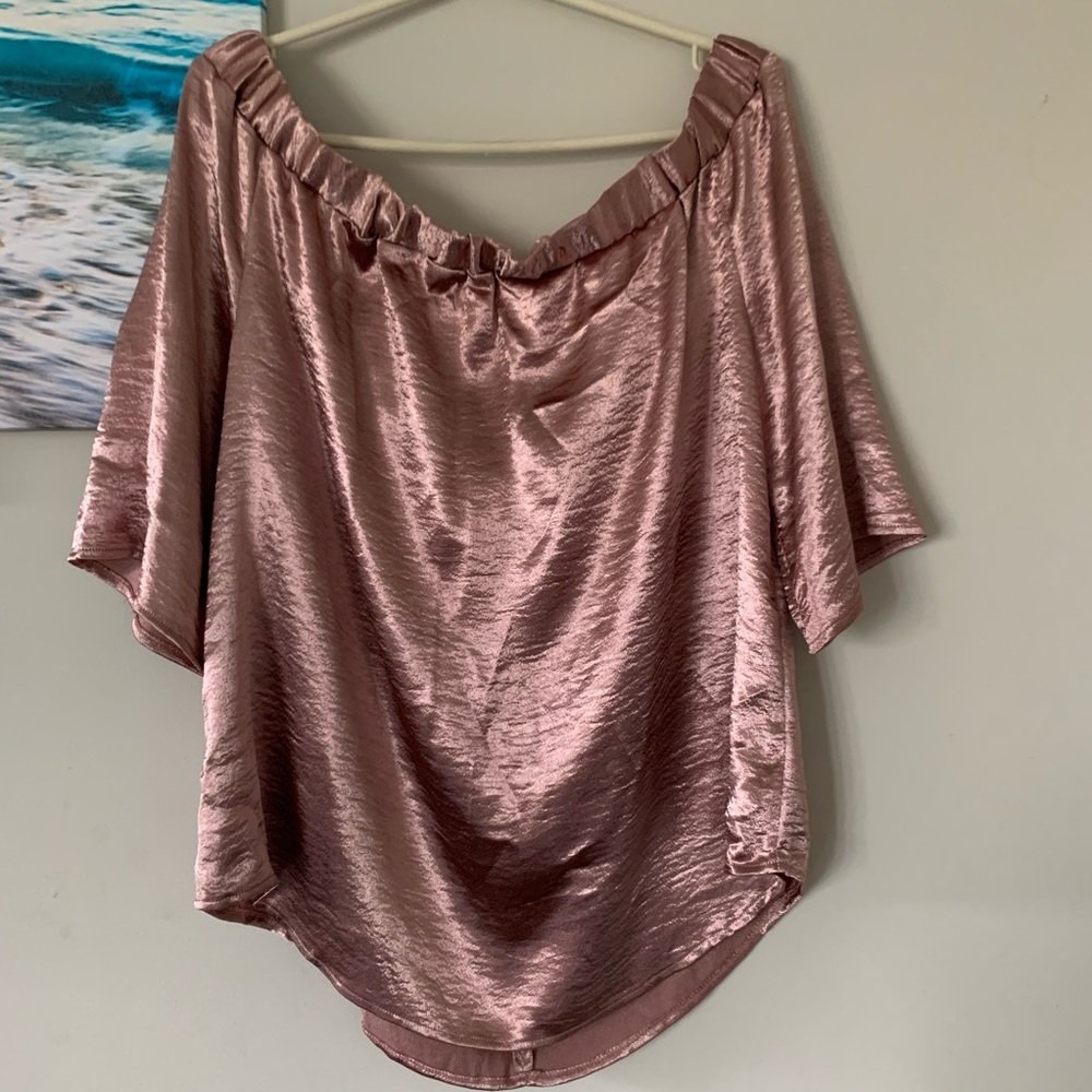 Pink Shimmer Off the Shoulder Blouse